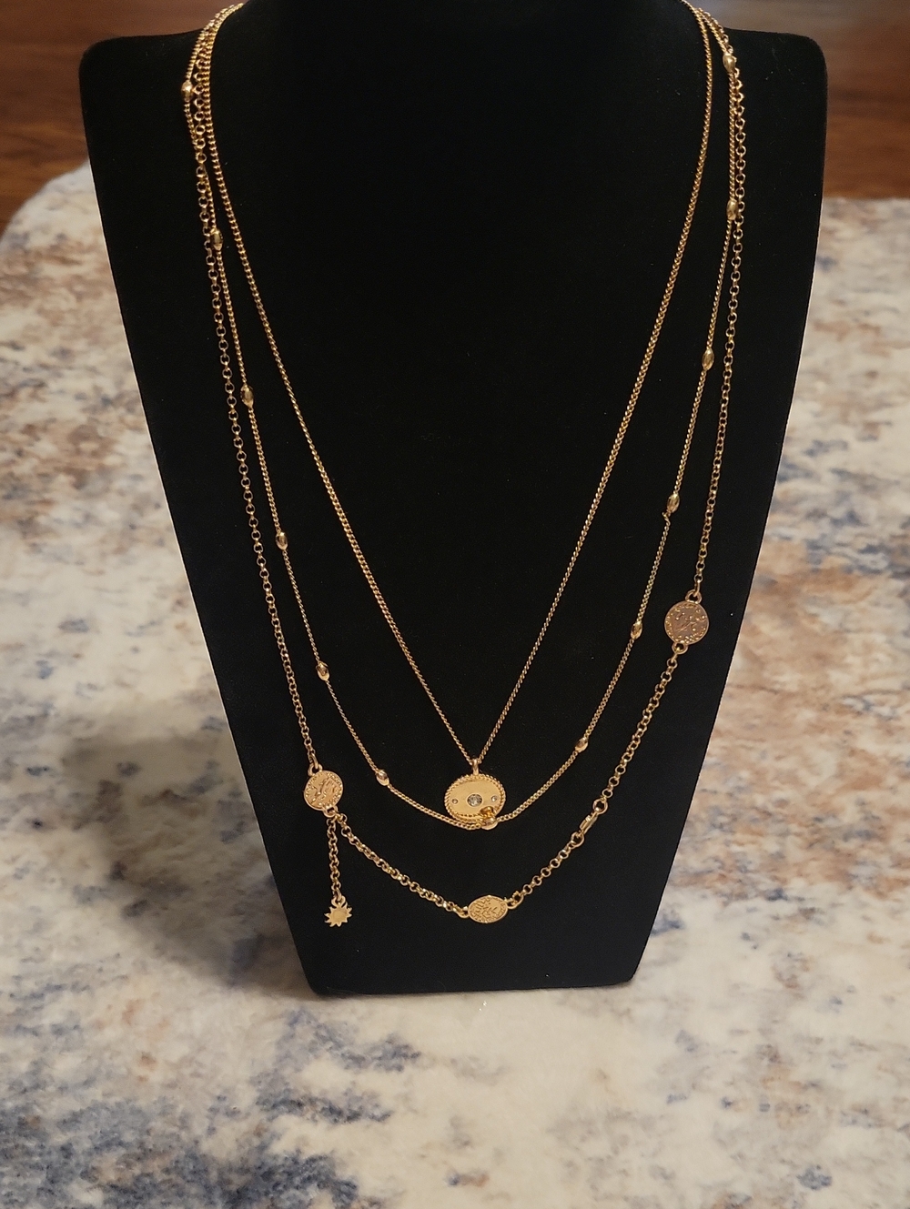 Gold-Tone Coin Charm Layering Necklace Set